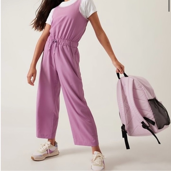 Athleta Other - ATHLETA Jumpsuit Girl’s Sz 12 Large Purple Sleeveless Waist Tie Sport